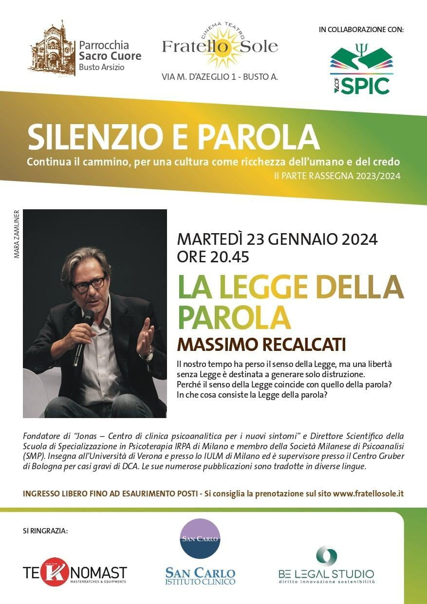Evento culturale  "LA LEGGE DELLA PAROLA" con Massimo Recalcati